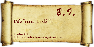 Bónis Irén névjegykártya