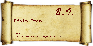 Bónis Irén névjegykártya